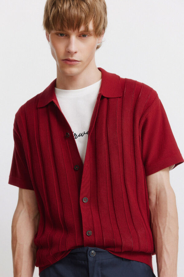 Springfield Textured knit cardigan red