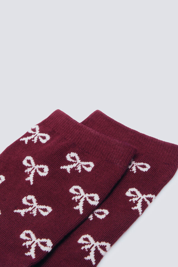 Springfield Calcetín largo lazos burdeos