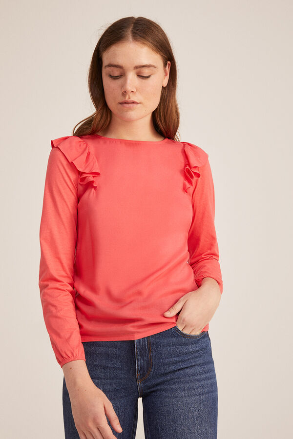 Springfield T-shirt Bimatière Épaules Volant rouge