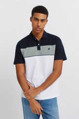 Springfield Colour block piqu&eacute; slim fit polo shirt white