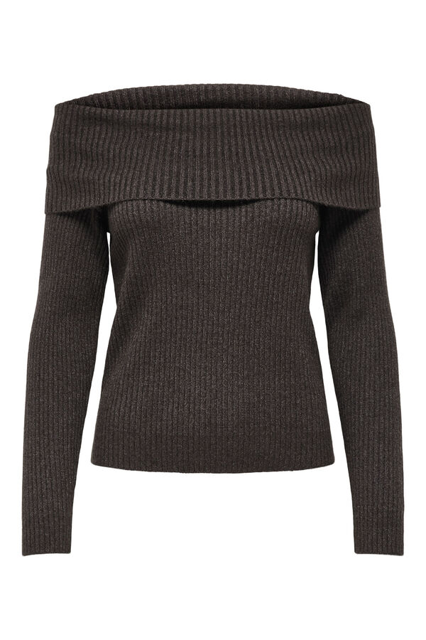 Only Jersey cuello barco vuelto marr&oacute;n