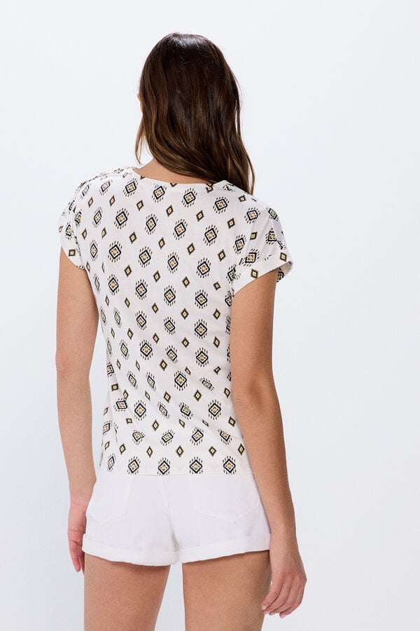 Springfield Geometric print T-shirt light gray