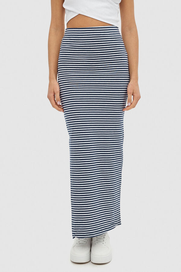Springfield Midi dress with elasticated waist navy mix