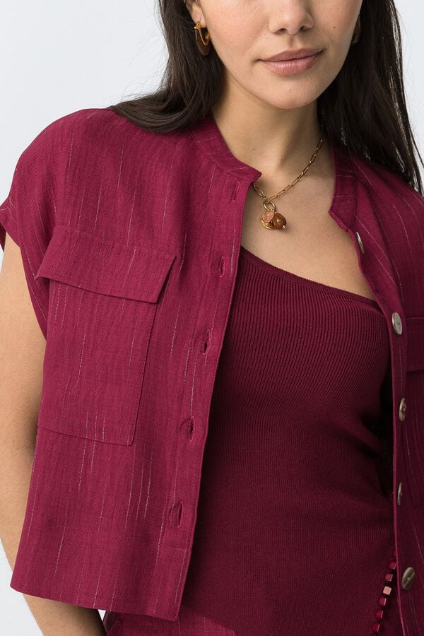 Tiffosi Camisa relaxed corta burdeos