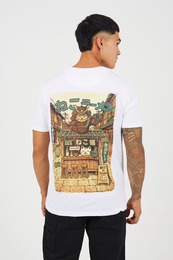 Brave Soul Oriental print short sleeve T-shirt white
