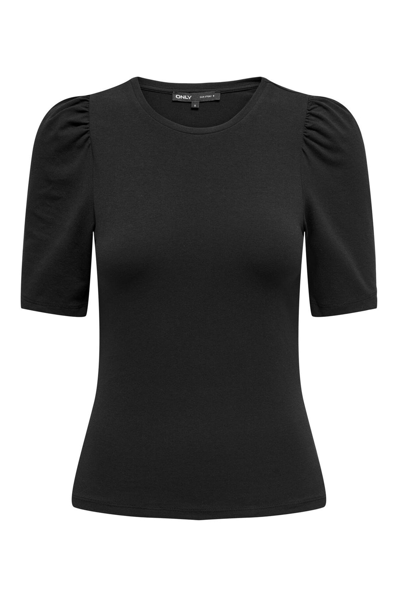 Only Top de cuello redondo y manga 2/4 abullonada