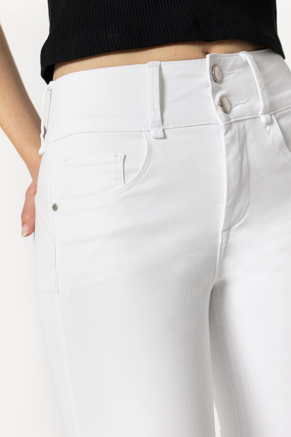 Springfield Jeans Double-up Skinny Cintura Alta Soft Touch branco