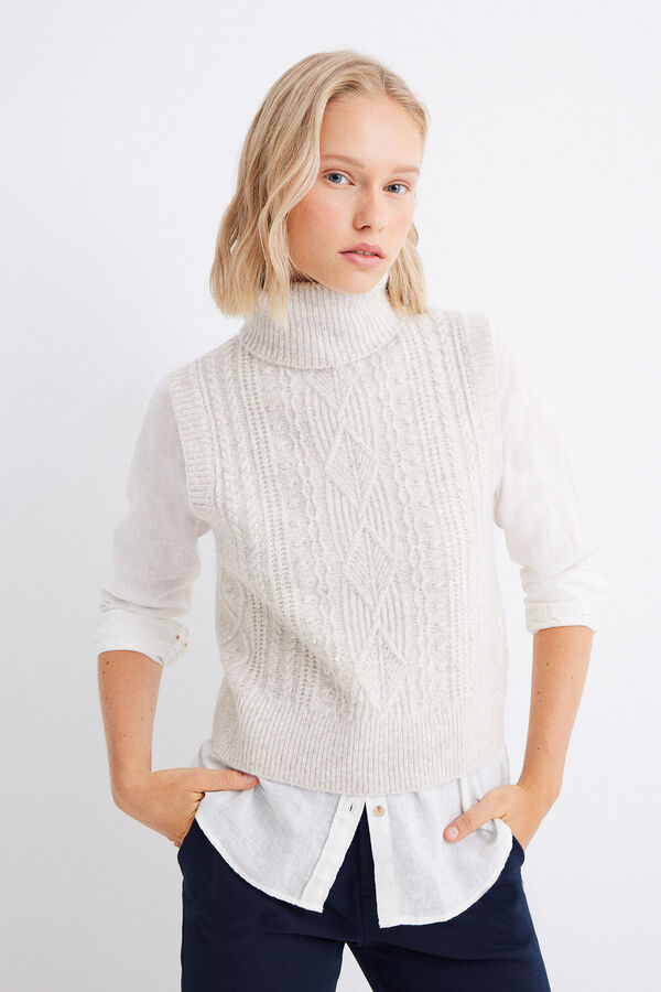 Springfield Chaleco punto cable knit arena