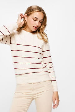 Springfield Striped cable knit jumper lilac