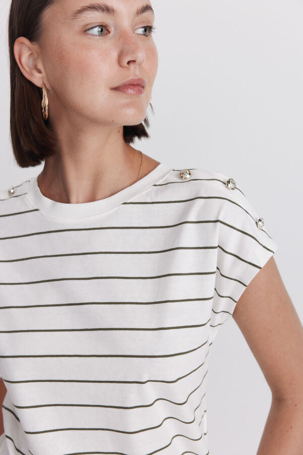 Springfield Gold button T-shirt printed