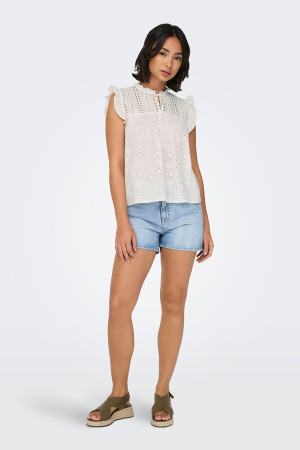 Only Blusa manga corta volantes blanco