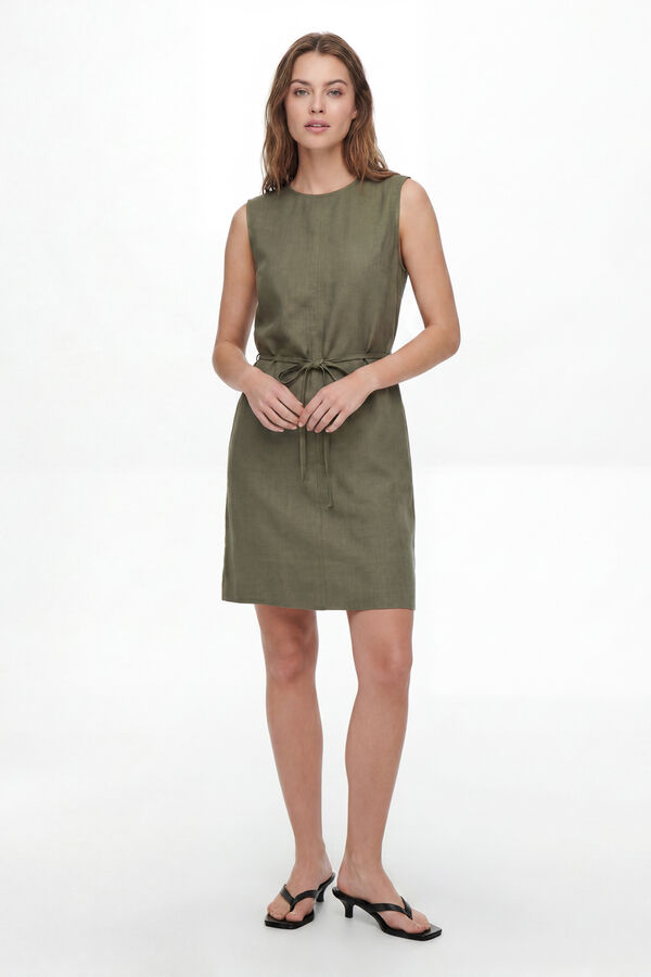 Pieces Linen sleeveless short dress vert