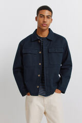 Springfield Cotton overshirt fit overshirt blue