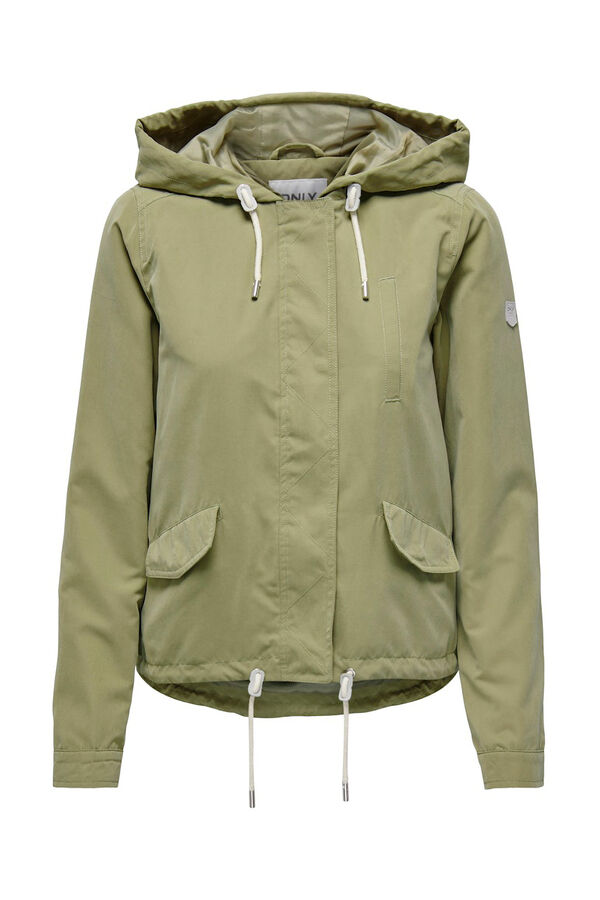 Only Parka corta con capucha verde