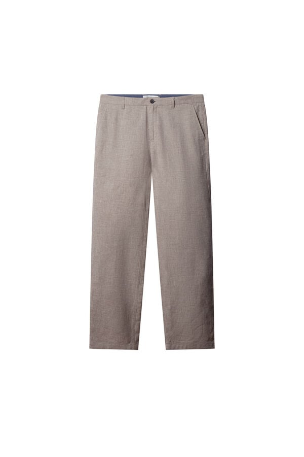 Springfield Pantal&oacute;n estructura lino comfort slim fit tostado