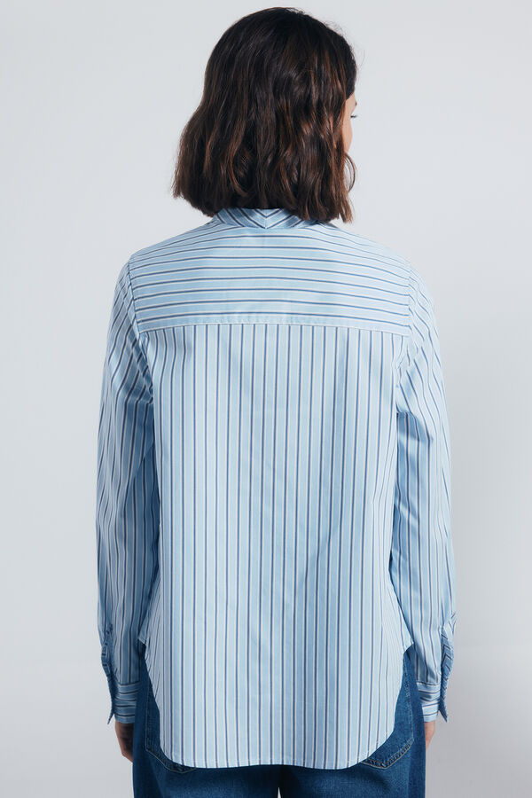 Springfield striped bow or tie neck blouse blue