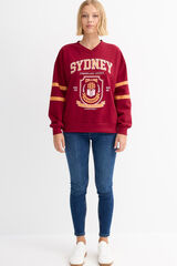 Inside Sudadera Oversize Con Estampado burdeos