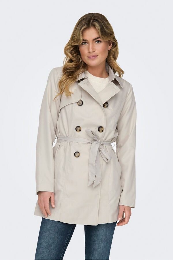 Only Belted midi trench coat grey