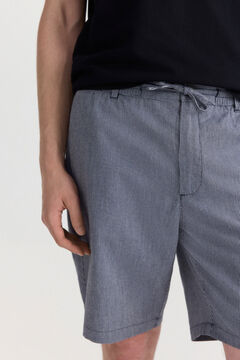 Springfield Bermuda micro-ray&eacute;e en lin coupe slim fit