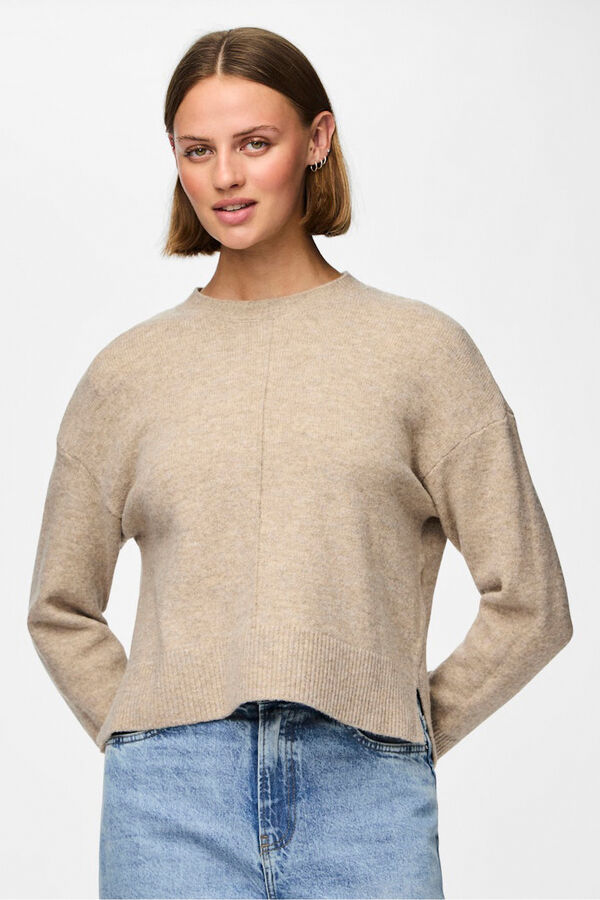 Pieces Basic jersey-knit sweater grey