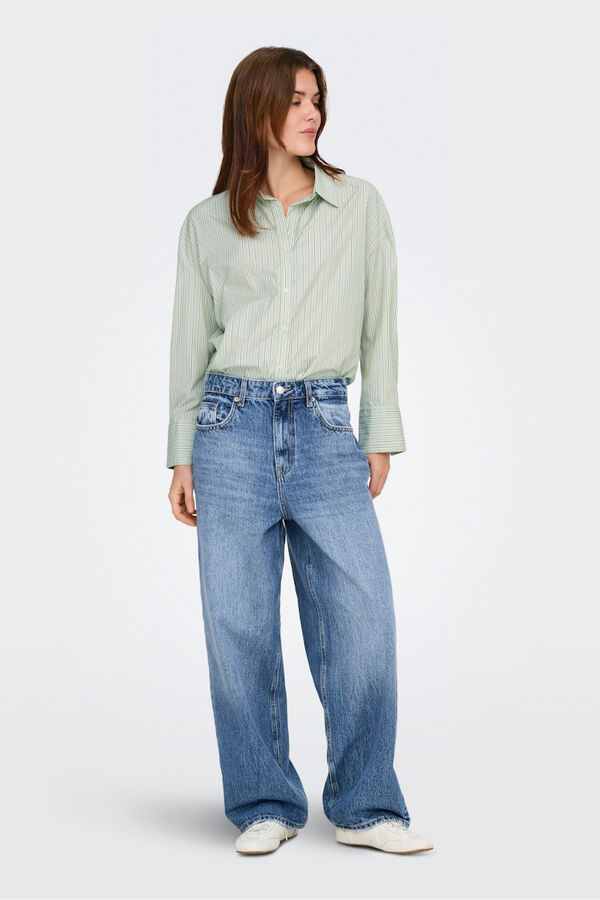 Only Striped long sleeve shirt green