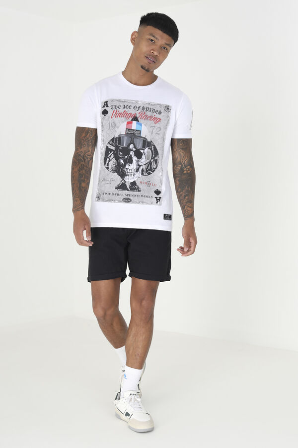 Brave Soul Camiseta calavera manga corta blanco