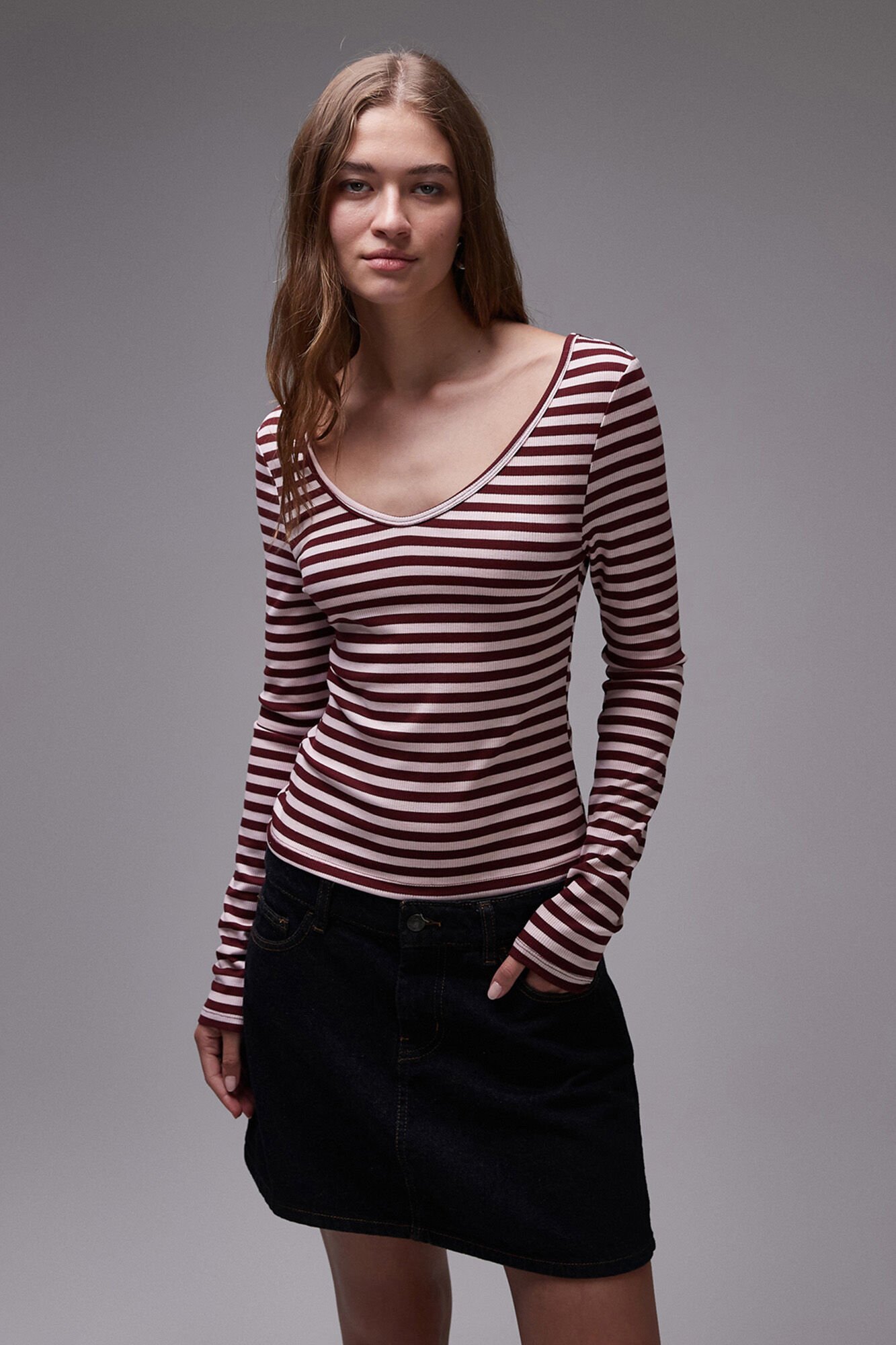 Topshop Top de punto de manga larga