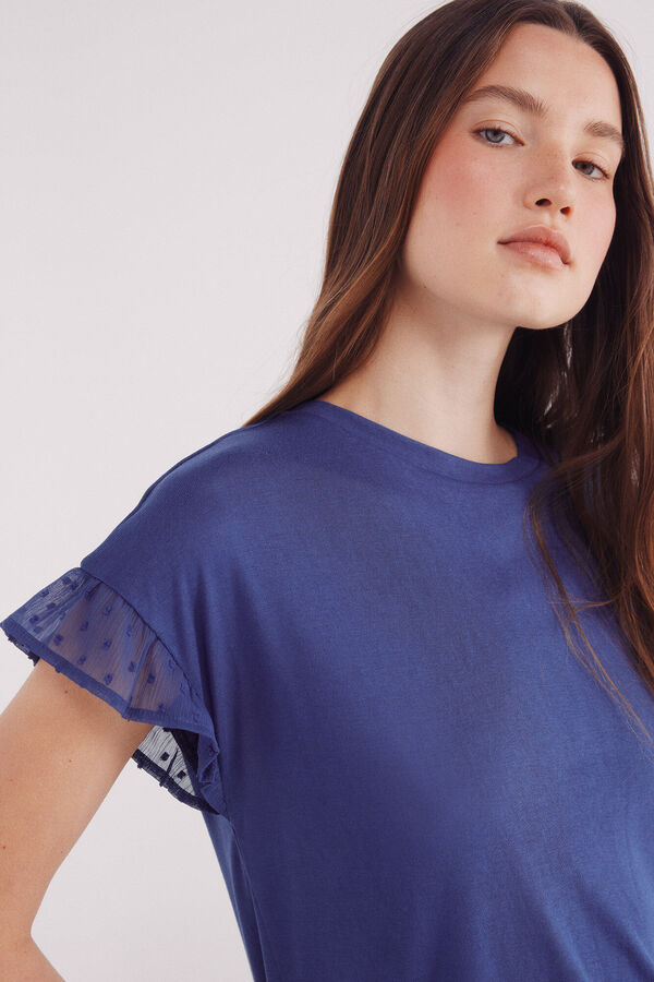 Springfield plumetis ruffle sleeve -shirt printed