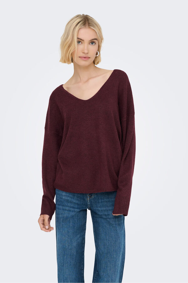 Only Jersey de cuello pico morado/lila
