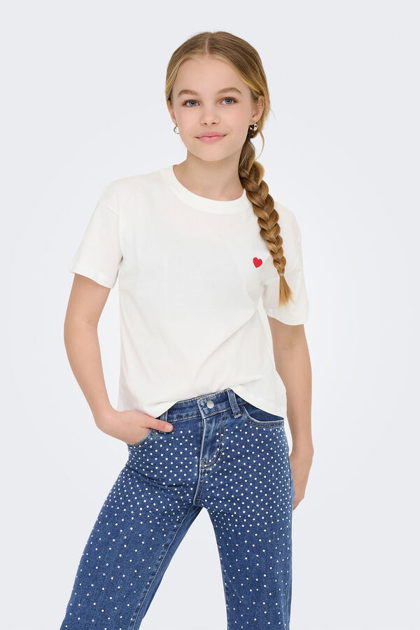 Only Girls Camiseta cropped manga corta blanco