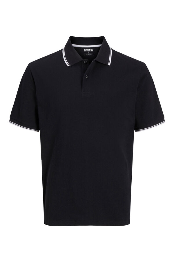 JJ REBEL Piqu&eacute; knit regular fit polo shirt noir