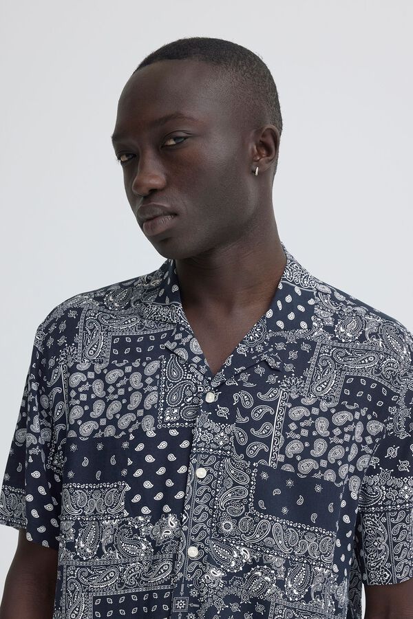 Blend Camisa de manga curta estampada azul