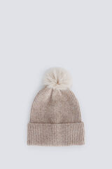 Springfield Pompom jersey-knit beanie nude