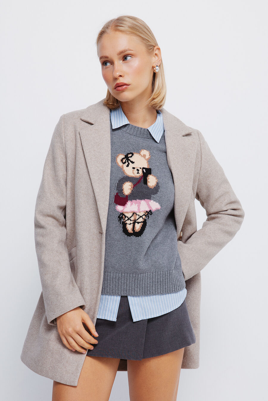 Abrigo cuello solapa tacto suave