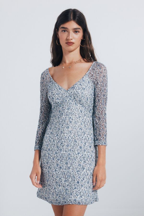 Springfield Short floral dress nude