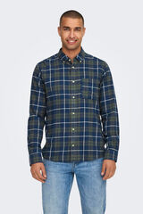 Springfield Checked slim-fit shirt staklo-zelena