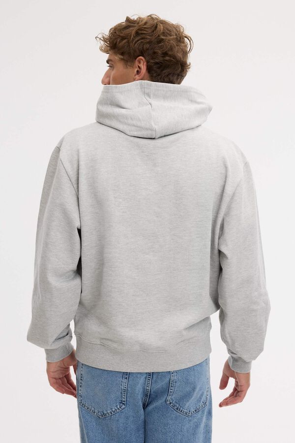 Inside Sweatshirt com capuz b&aacute;sica regular cinzento