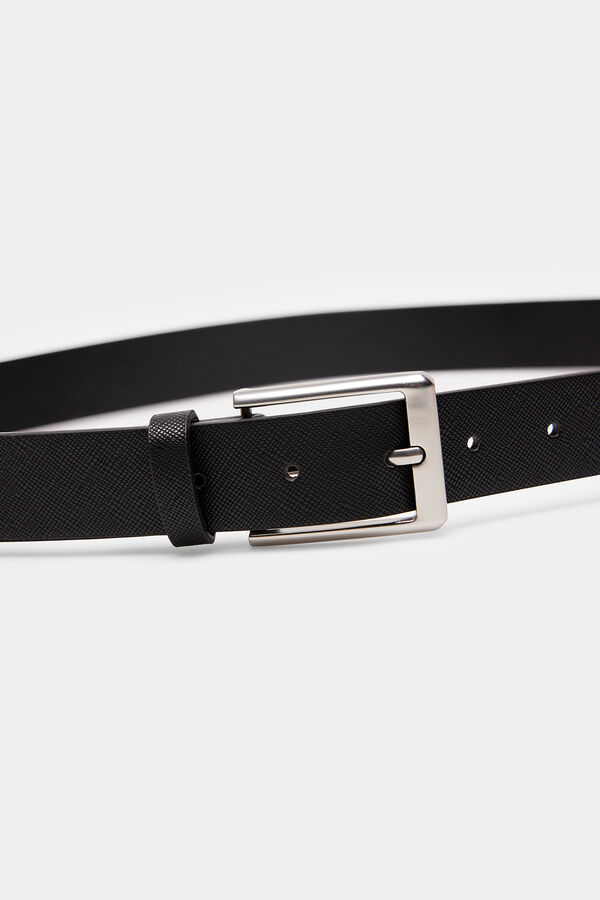 Springfield Embossed saffiano leather-effect belt black