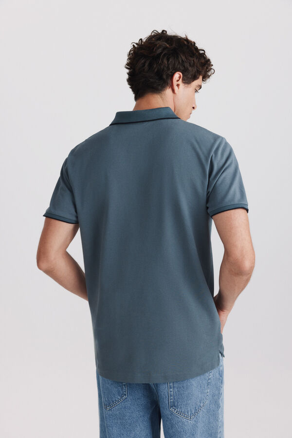 Springfield Polo piqu&eacute; contrastes slim fit bleu