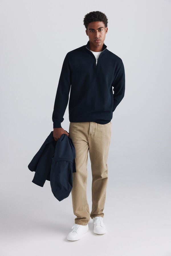 Springfield Structured funnel neck jumper blue