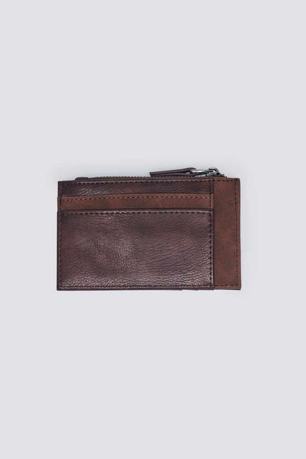 Springfield Two-tone leather -effect card holder wallet mink