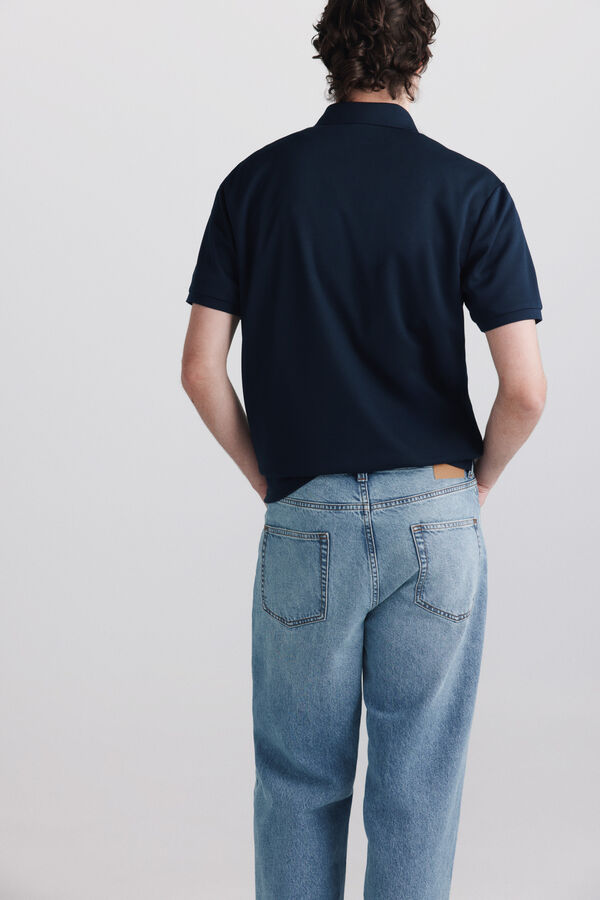 Springfield Technical fabric slim fit polo shirt blue