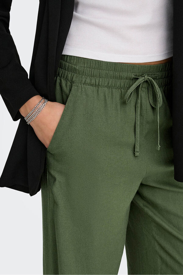 JDY Pantal&oacute;n largo lino verde