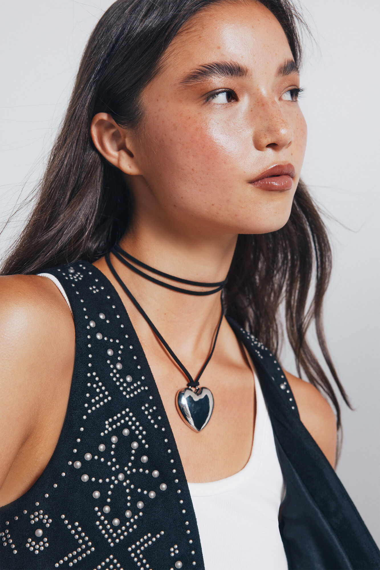 Springfield Silver heart cord necklace