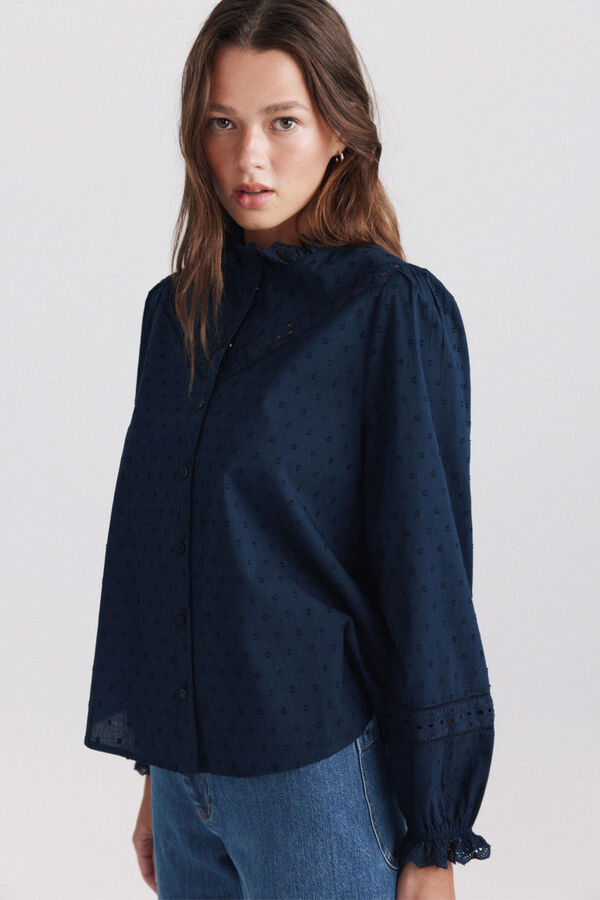 Springfield Embroidered romantic blouse blue