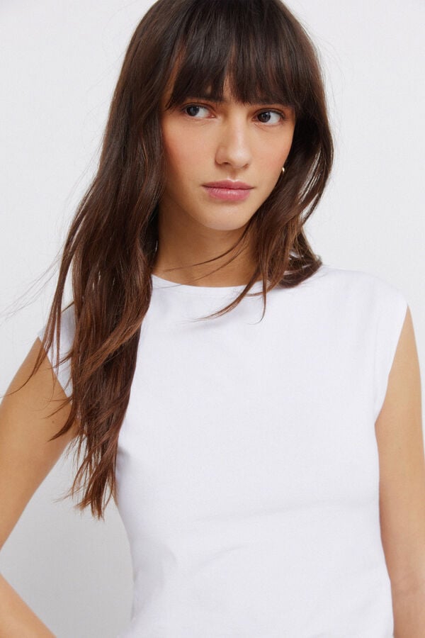 Springfield Cotton basic sleeveless top white