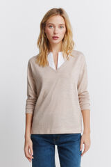 Springfield Long sleeve V-neck T-shirt nude