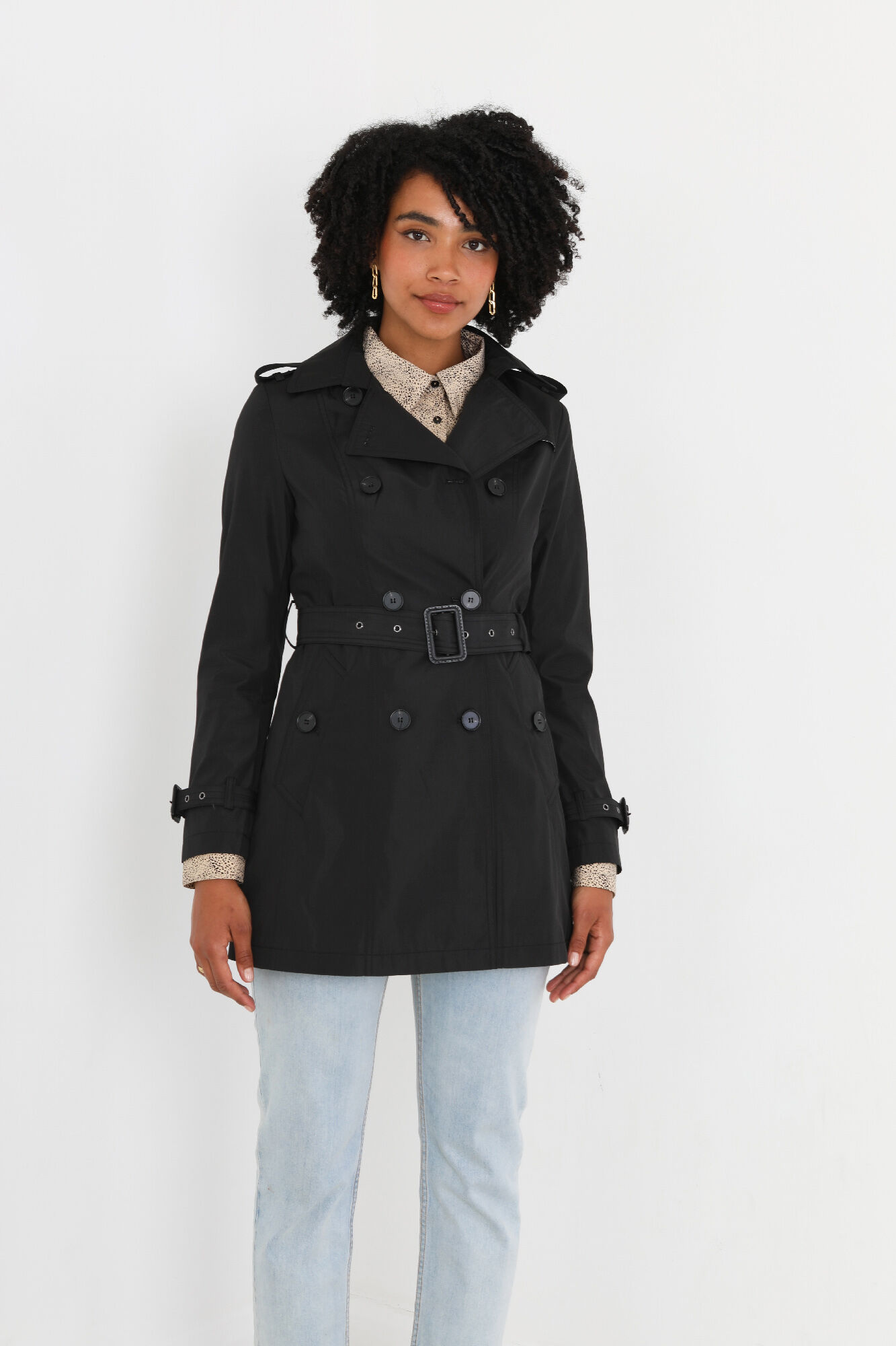 Brave Soul Gabardina abotonada con cintur&oacute;n