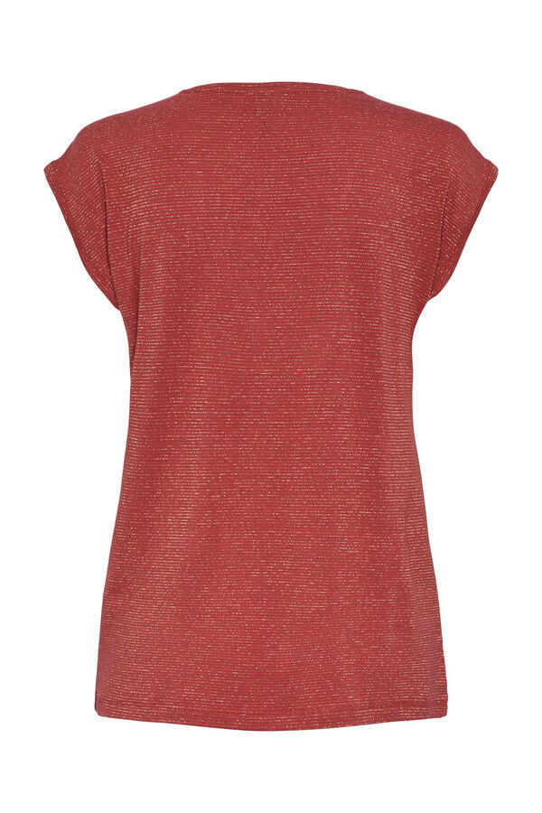 Springfield Basic-Shirt aus Lurex mit kurzen Ärmeln rojo