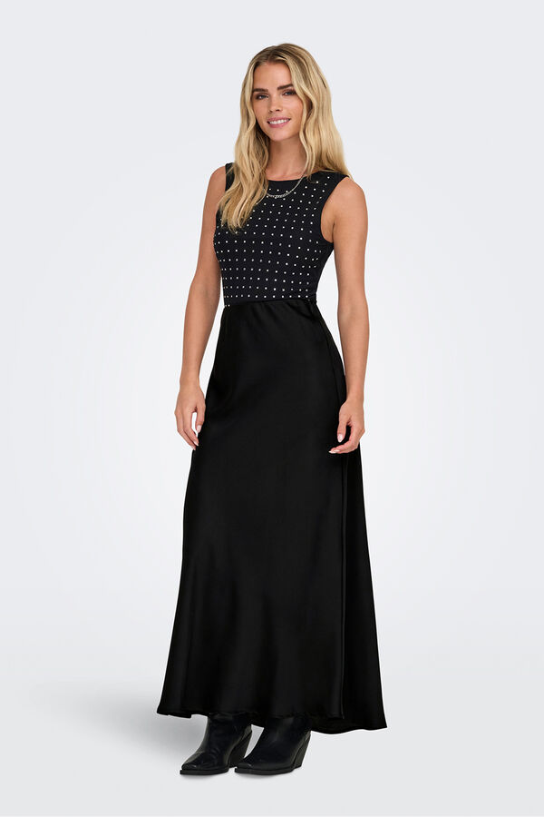 Only Falda larga sat&eacute;n negro